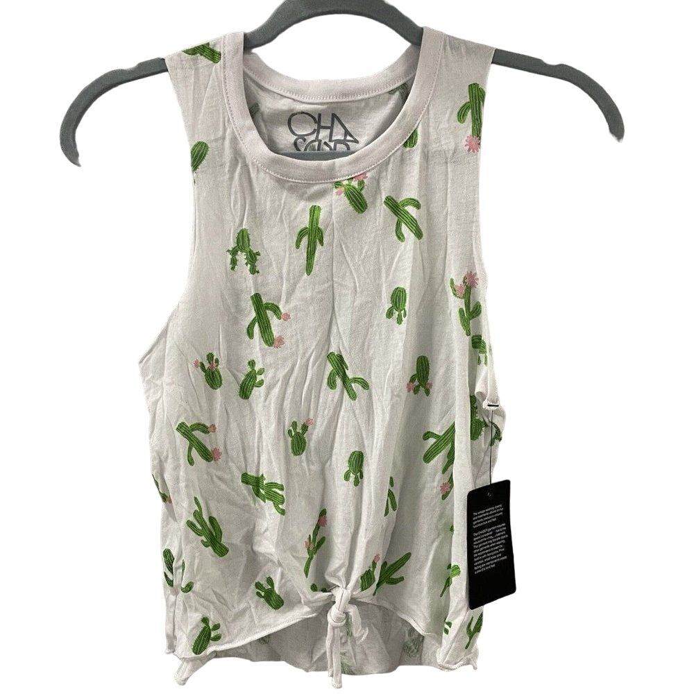 CHASER Tank womens XS blouse top T shirt Cactus Cacti All Over Print New